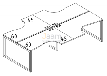 Мебель для персонала Рабочая станция со столами эргономичными "Классика" на металлокаркасе QUATTRO Б4 180-2 БП