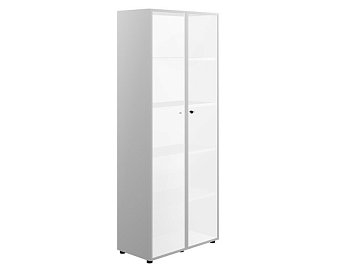 Шкаф высокий со стеклом белым, рама хром X7 IDEV86S L 860x450x2140
