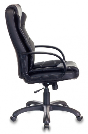 Кресло руководителя CH-839 черный Leather Black эко.кожа крестов. пластик (Черный)