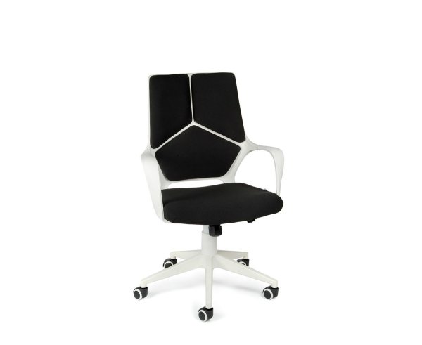 Кресло офисное / IQ / (white+black) белый пластик / черная ткань