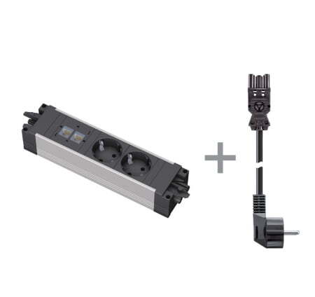 STEP 2x220V+2xRJ45+кабель (ЧЕРНЫЙ-АЛЮМ)