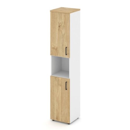 Шкаф высокий узкий SN.STU.E-107(L) (400х400х1982) (Белый/Тиквуд Светлый)