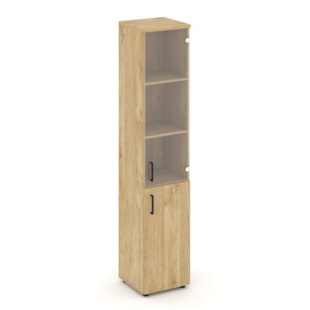 Шкаф высокий узкий SN.STU.E-102(R) (400х400х1982) (Тиквуд Светлый/Прозрачный)