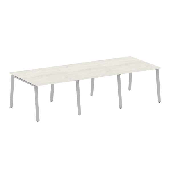 Стол для переговоров (3 столешницы) на А-образном м/к Metal System Style БА.ПРГ-3.1 3000x1235x750 (Дуб наварра/Серый металл)