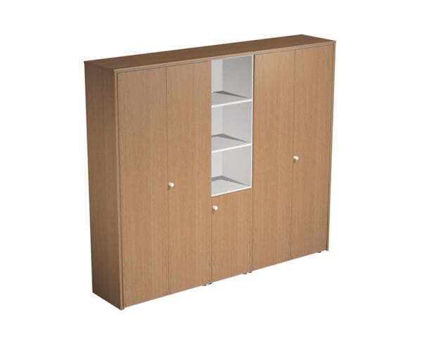 Шкаф комбинированный 5-секционный Profiquadro КВ 361 БН 2270x460x1990 (Белый премиум / Вишня скандинавская)