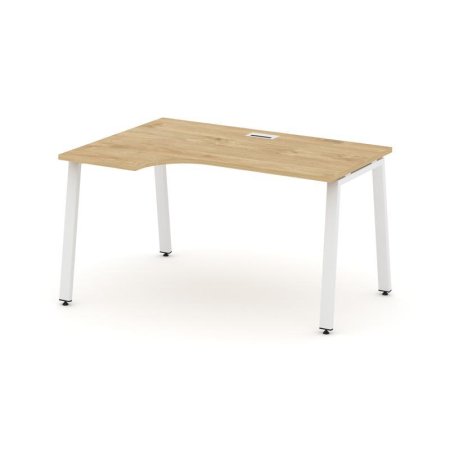 Стол рабочий эргономичный SN-6A.SPA-021(L) (1380х800/980х750) (Тиквуд Светлый/Металл Белый)