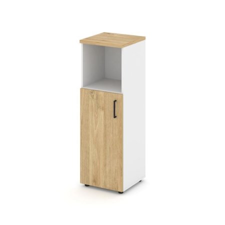 Шкаф средний узкий SN.STU.E-201(L) (400х400х1203) (Белый/Тиквуд Светлый)