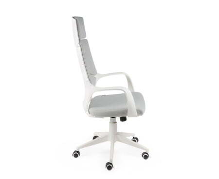Кресло офисное / IQ / (white+grey) белый пластик / серая ткань (Серый)