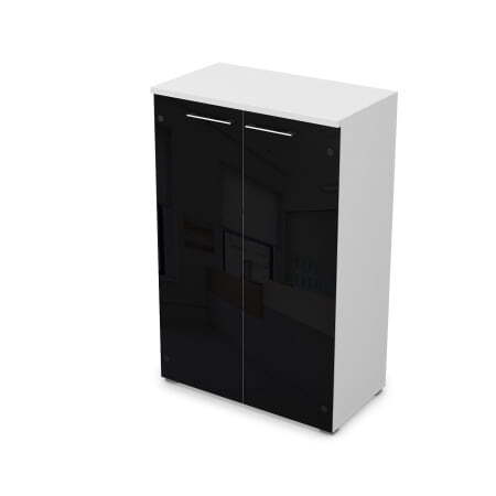Шкаф средний со стеклом Gloss line 9НШ.017.7 800x450x1245 (Белый премиум)