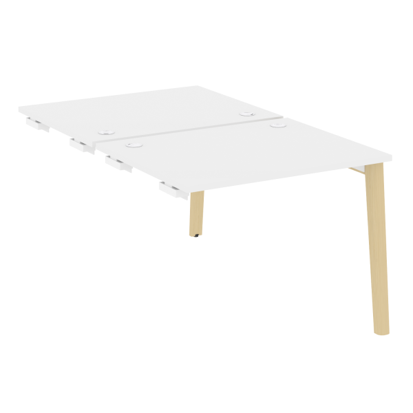 Стол-приставка двойной на деревянных опорах Onix Wood OW.D.SPR-1.8 980x1635x750 (Белый Бриллиант/Дуб Светлый)
