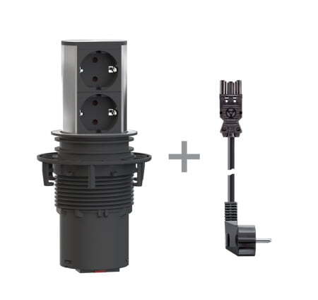 ELEVATOR 2 x 220V блок розеточ (СЕРЕБРИСТ.)