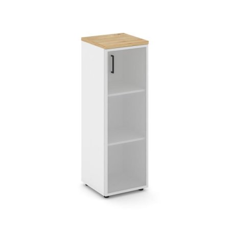 Шкаф средний узкий SN.STU.E-206(R) (400х400х1203) (Белый/Тиквуд Светлый/Сатин)