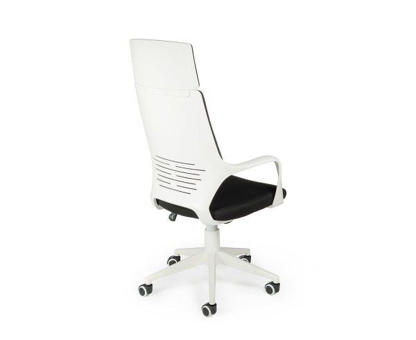 Кресло офисное / IQ / (white+black) белый пластик / черная ткань (Черный)