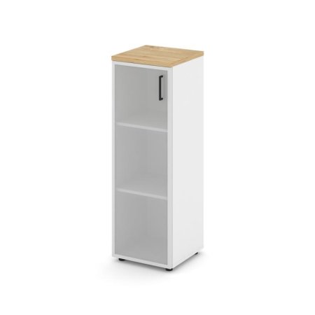 Шкаф средний узкий SN.STU.E-206(L) (400х400х1203) (Белый/Тиквуд Светлый/Сатин)