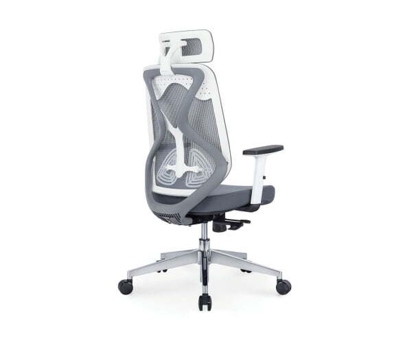 Кресло офисное / Имидж gray / белый пластик / серая сетка / серая ткань