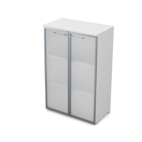 Шкаф средний со стеклом Gloss line 9НШ.017.6 800x450x1245 (Белый премиум)